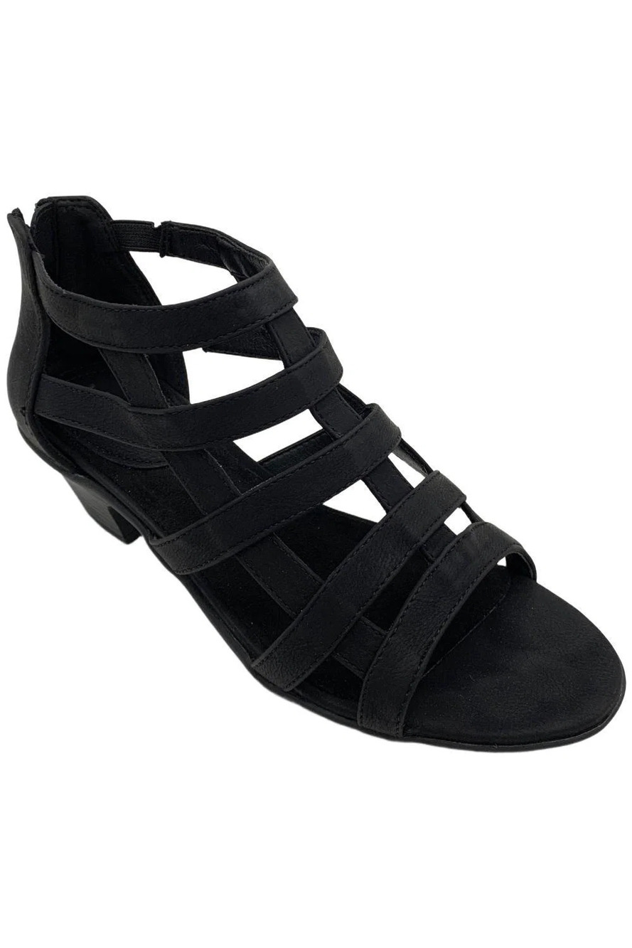 Masseys Women's Hudson Zip Heeled Gladiator Sandals Black - Medium